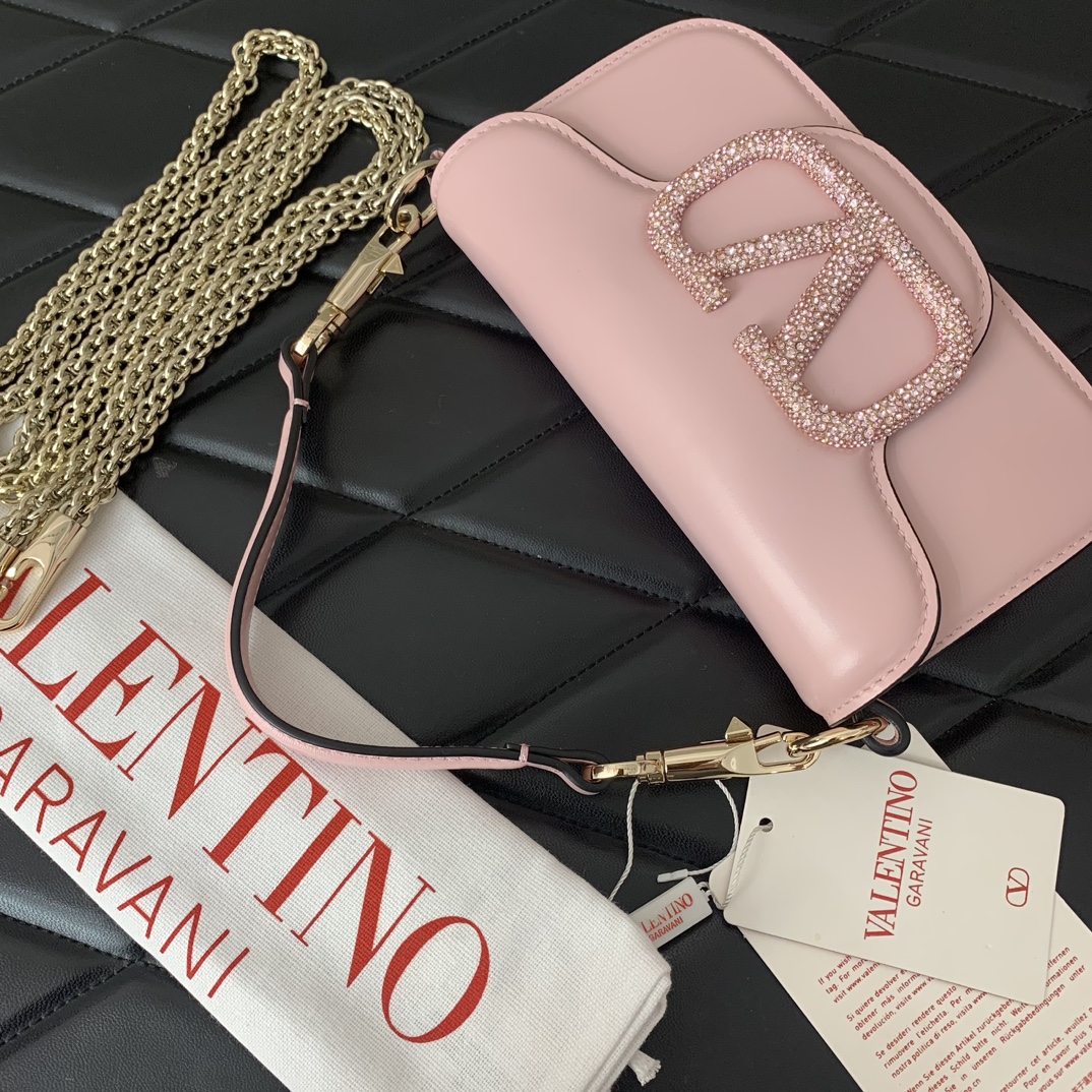 Valentino Garavani Loco Small Shoulder Bag in Nude Pink Calfskin Leather 